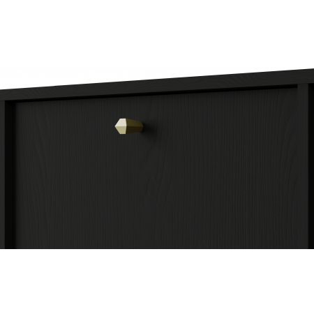 Komoda czarna 84 cm TALLY 1-drzwiowa z szufladami nogi rozgwiazda złote
